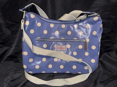 Cath Kidston Blue Polka Dot Vinyl Crossbody Messenger Bag Handbag Purse Satchel - Image 1 of 4