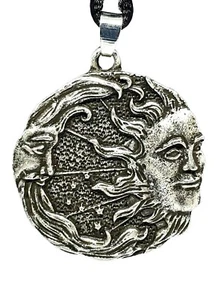 Sun & Moon Pendant Necklace Night Day Celestial Talisman Bead Corded Jewellery - Picture 1 of 12