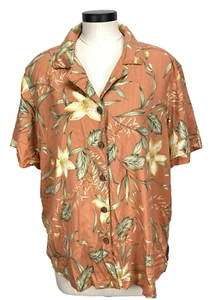 La Cabana WOMEN SIZE 2X Hawaiian Shirt Pink Floral Short Sleeve "All Night Long" - Picture 1 of 10