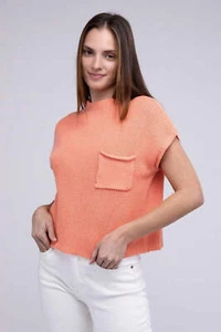 Cropped-Pullover mit Stehkragen und Kurzarm - Bild 1 von 31