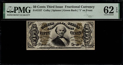 FR-1337 $0.50 Third Issue Fractional Currency - 50 Cents - PMG 62 EPQ - Image 1 of 2