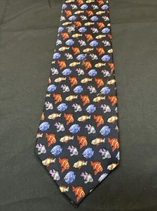 Stonehenge Tie Novelty Fish Necktie Mens  Multicolor Fish 100 Silk Hand Made - Picture 1 of 6