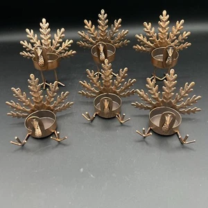 Turkey Tea Light Candle Holders - Thanksgiving Autumn 6 Pack Metal sit/stand - Picture 1 of 7