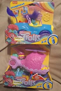 New Lot of 2 Trolls Toy Imaginext Trolls Branch's Buggy & Poppy & Helicopter - Picture 1 of 10