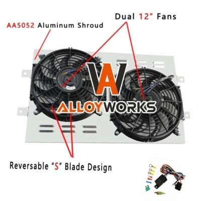 Aluminum Shroud+Fans+Relay For Chevy Chevelle Bel Air EL Impala CAMINO 1963-1968 Foto 1 de 4