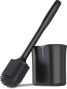 MR.SIGA Toilet Brush with Holder Black – Flexible TPR Bristles, Wall Mounted - Picture 1 of 7