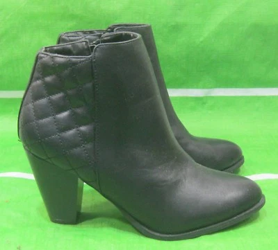 Nuevo botín acolchado de tacón redondo con punta redonda negro de 3,5" para dama MUJERES talla 8,5 Foto 1 de 4