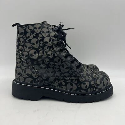 Anarchic byTuk Boots Alien Anarchy Glow Shoes Boots Size 7 Womens Combat Lace Up - Image 1 of 4