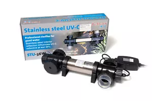 Clarificador UVC de acero inoxidable Jebao 36w STU 36 vatios para fuente de agua de estanque de peces - Imagen 1 de 5