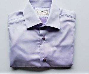 J.TOOR Chicago Fitted Dress Shirt Sz Small 37 42 1/2 Lilac Purple 100% Cotton - Picture 1 of 10