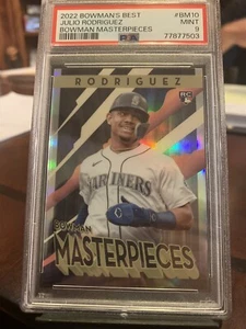 Bowmans Best Julio Rodríguez Masterpieces Rookie RC #10 2022 PSA 9 como nuevo - Imagen 1 de 2