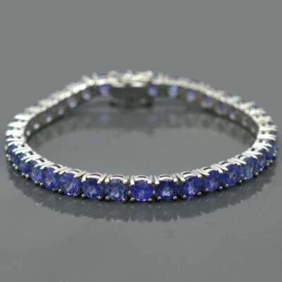 Pulsera Tanzanita Natural Piedras Preciosas Joyería Regalo Plata de Ley 925 Sólida Foto 1 de 4