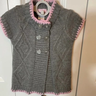 Little Lass Baby Girls FALL Cardigan Sweater Size 12 Months Button Pink Gray - Image 1 of 4