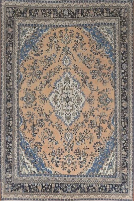 Vintage Muted Peach Hamedan Area Rug 9x12 ft Hand-knotted Low Pile Wool Carpet - Image 1 of 4
