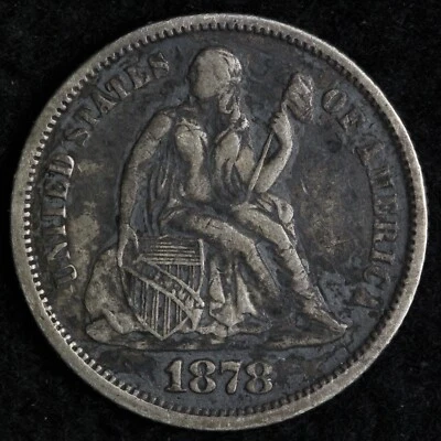 1878 Seated Liberty Silver Dime XF E111 RTNL - Image 1 of 2