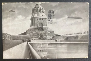 1913 Leipzig Germany RPPC Postcard Cover Monument Centenary - Picture 1 of 2