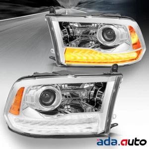 Fit 2009-2018 Dodge Ram 1500/2500/3500 Chrome DRL+Projector Headlights - Picture 1 of 7