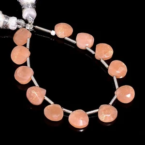 Piedra lunar melocotón natural piedras preciosas corazón cuentas facetadas 7X7X4 mm hilo 4" E-2306 - Imagen 1 de 1