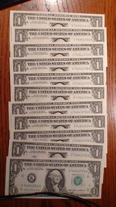 ELEVEN 1985 One Dollar DALLAS DISTRICT CONSECUTIVE UNCIRCULATED NOTES $1 BILLS! - Picture 1 of 5