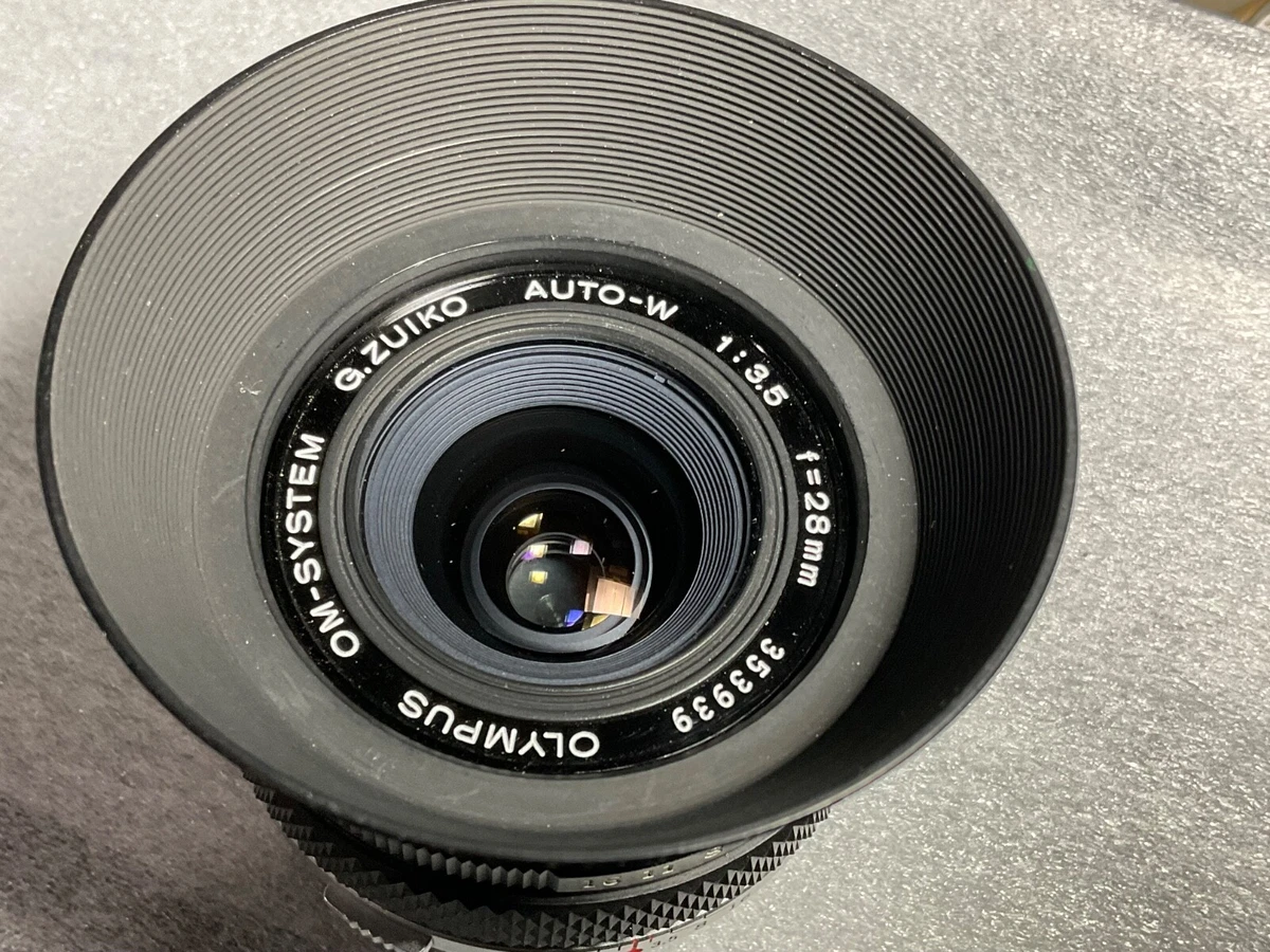 Very Good Olympus G.Zuiko Auto-W 28mm F3.5 w/Hood Wide Angle MF