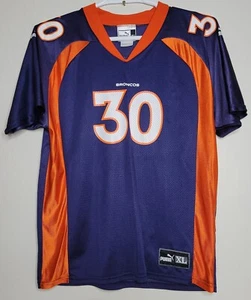 VTG Denver Broncos Jersey Men Size XL Blue Puma Terrell Davis #30 Made USA 90s - Picture 1 of 8