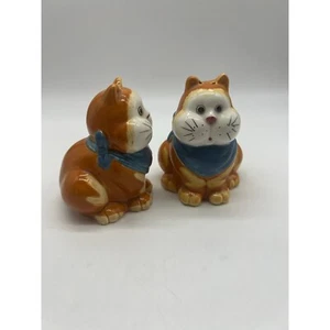 Chubby Cheek Funny Cat Salt & Pepper Shaker Set 90s - Picture 1 of 5
