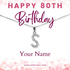 Collar Personalizado Regalo 80 Cumpleaños Plata de Ley 925 Inicial Letra Nombre - Imagen 1 de 38