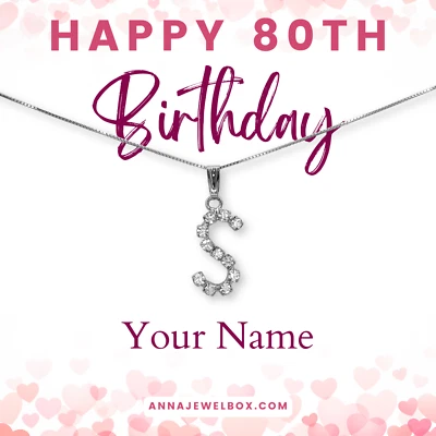 Personalised 80th Birthday Gift 925 Sterling Silver Initial Letter Name Necklace - Image 1 of 4