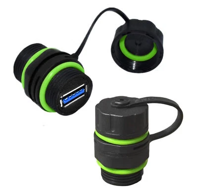 USB A 3.0 Waterproof Panel Mount Pass Through Outdoor Coupler | Female to Female - Image 1 of 4