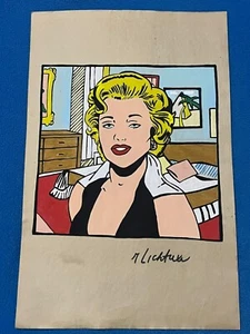 ROY LICHTENSTEIN drawing and painting on old paper signed stamped vintage - Picture 1 of 2