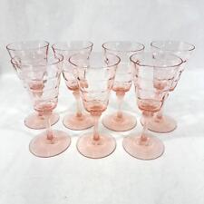 Set of 7 Pink Crystal Champagne Glasses