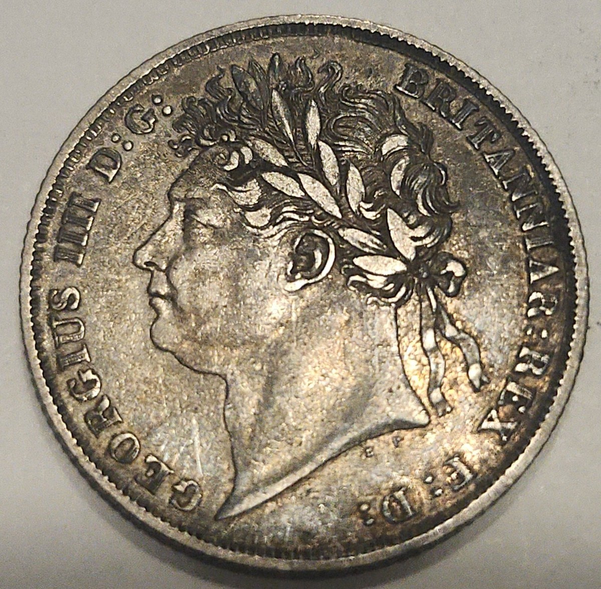 1824年 英国キングジョージ 4世 マンディ1ペンス銀貨ハイグレード