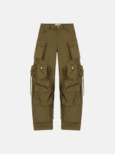 NEW THE ATTICO Fern Military Wide Leg Cargo Pants in Green Sz 2 / XS - Picture 1 of 3