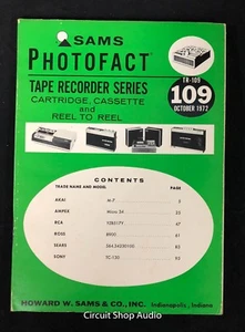 Sams Photofact / Tape Recorder TR-109 / Akai, Ampex, RCA, Sears, Sony - Picture 1 of 2