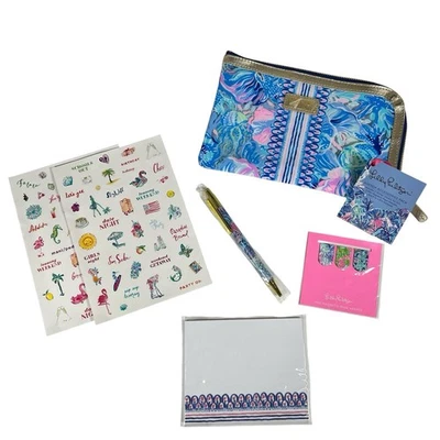 Nuevo con etiquetas Paquete de accesorios de agenda Lilly Pulitzer bolígrafo bloc de notas pegatinas costales Foto 1 de 4