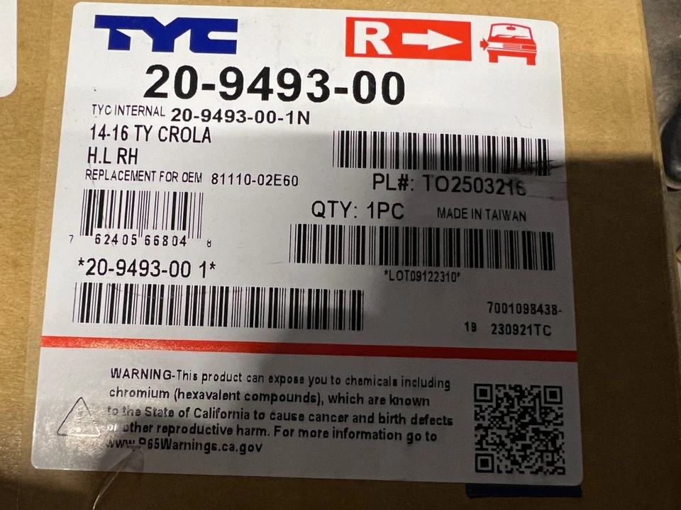 Conjunto de faros-Certificado NSF TYC 20-9493-00 se adapta a Toyota Corolla 14-16 Foto 1 de 1