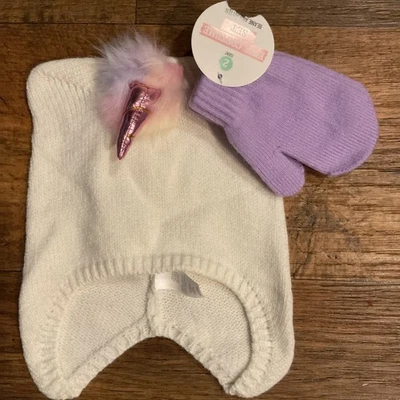 Conjunto de Disfraz UNICORNIO Niño Gorro Blanco con Cuerno de Unicornio y Mitones Púrpura Foto 1 de 2