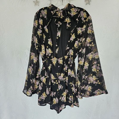 Mameluco Charlotte Russe Vintage Mediano Floral Espalda Abierta Transparente Romántico Gótico de Hadas  Foto 1 de 4