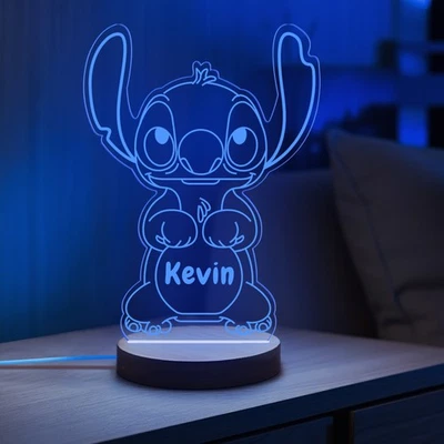 HOWSON LONDON Personalised Stitch Night Light 3D LED Table Lamp for Kids Birthday Christmas