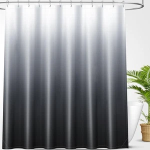 Luxury Black and Grey Ombre Shower Curtain Sets with 12 Hooks, Waterproof and - Picture 1 of 9