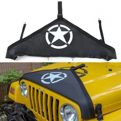 Front Hood Cover End Bra Protector for Jeep Wrangler JK JKU 2007-2018 Black Star - Image 1 of 4