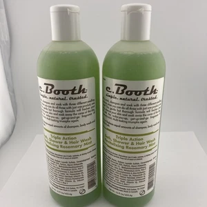 C. Booth Triple Action Rosemary Mint Bath Shower & Hair Wash 16oz DISCONTINUED - Picture 1 of 10