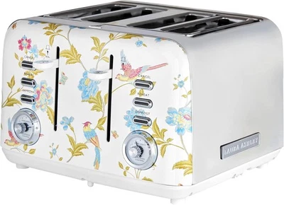 Laura Ashley Elveden Weiß Toaster 4 Scheiben VQ Edelstahl mit Aufsatz - Bild 1 von 4
