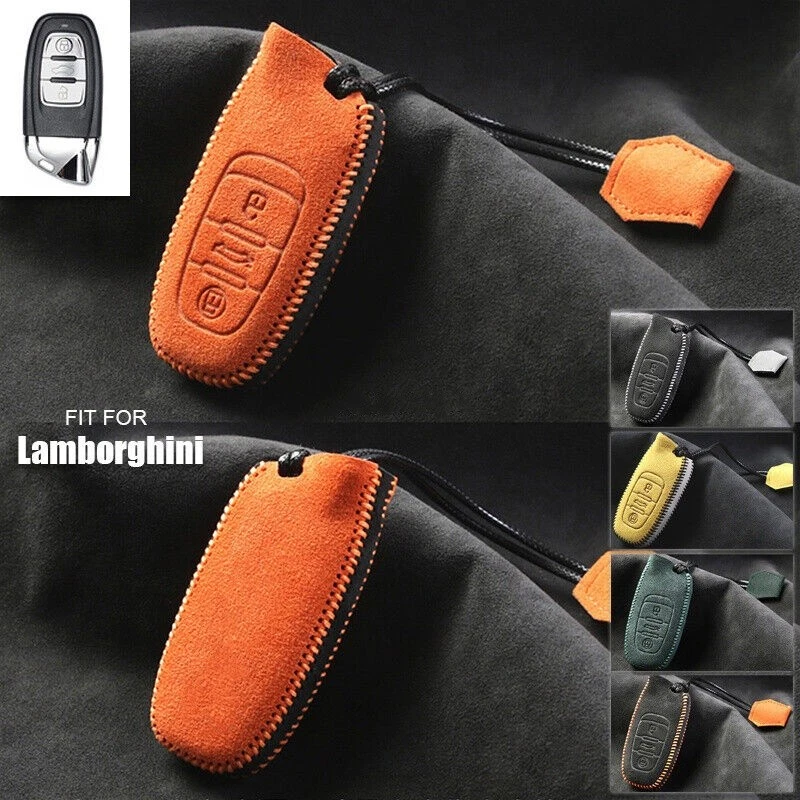 Alcantara Leather Smart Key Bag Case Cover Fob For Lamborghini Huracan Aventador - Image 1 of 1
