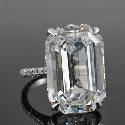 RARE 14.70 Ct Certified White Treated Diamond Solitaire Ring In 925 Silver - Image 1 of 4