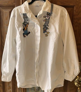 Vintage Disney Store besticktes Hosenträger Shirt 90er Mickey Minnie Daisy Gr. L - Bild 1 von 8
