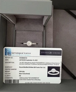 18kt White Gold Engagement Ring With One Natural Diamond, Certificate Included - Picture 1 of 4