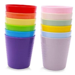 Set of 12 Kids Plastic Cups- 8 oz Children Drinking Cups Reusable Unbreakable - Picture 1 of 8