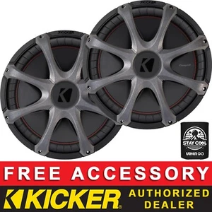 KICKER 52CVR124 CAR AUDIO 12" COMPVR SERIES SUBWOOFERS WITH GRILLES DUAL 4 OHM - Picture 1 of 5