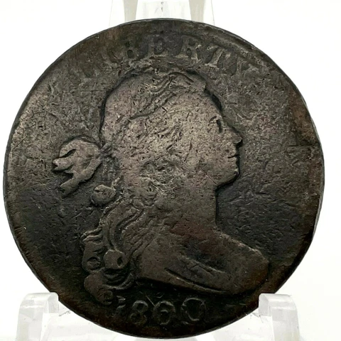 1800 1C DRAPED BUST LARGE CENT S-197 R.1 "Q" DATE VARIETY SCARES US TYPE COIN Cover